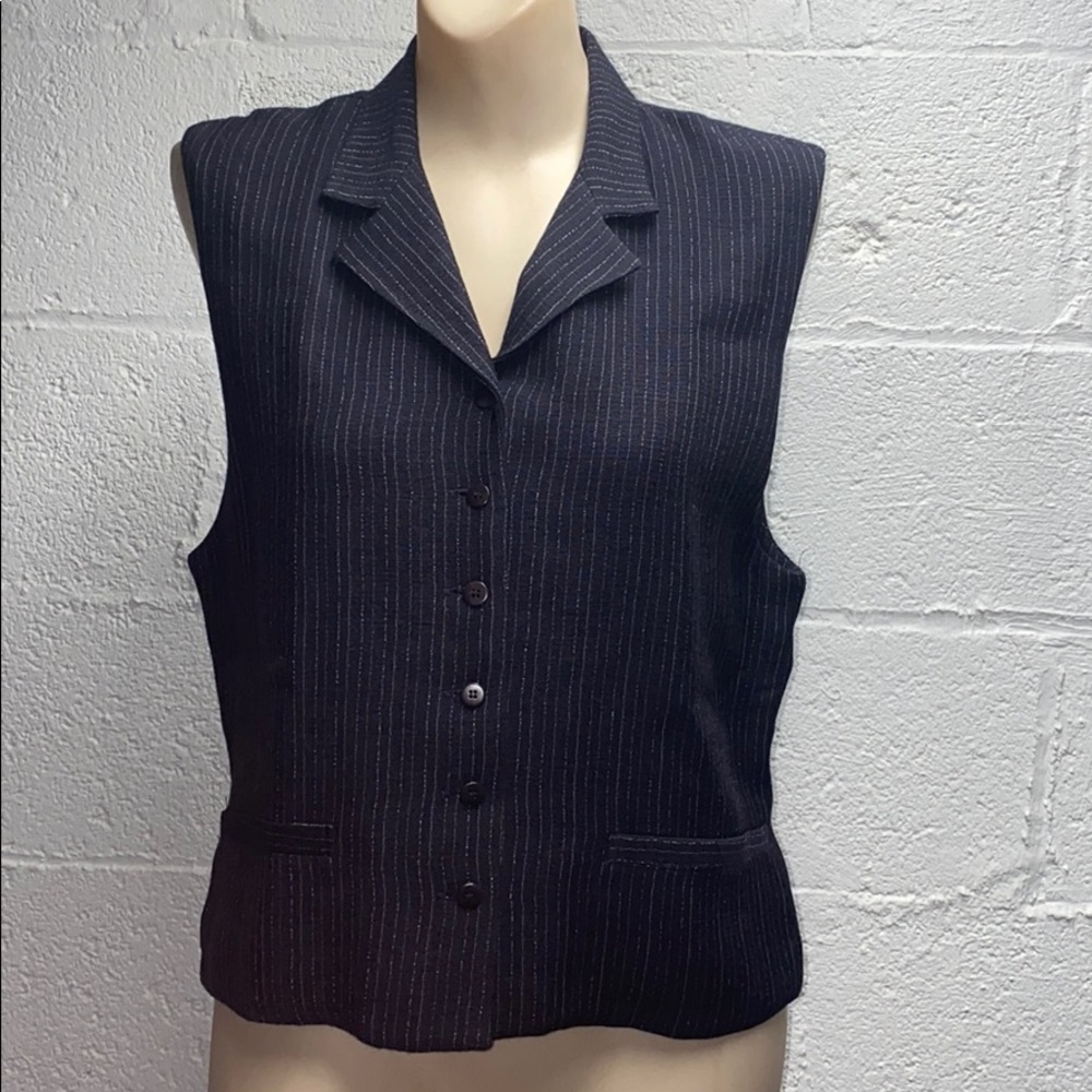 EILEEN FISHER pinstripe navy Vest small